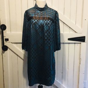 Antonio Melani Teal and Black Argyle Dress Sz 14